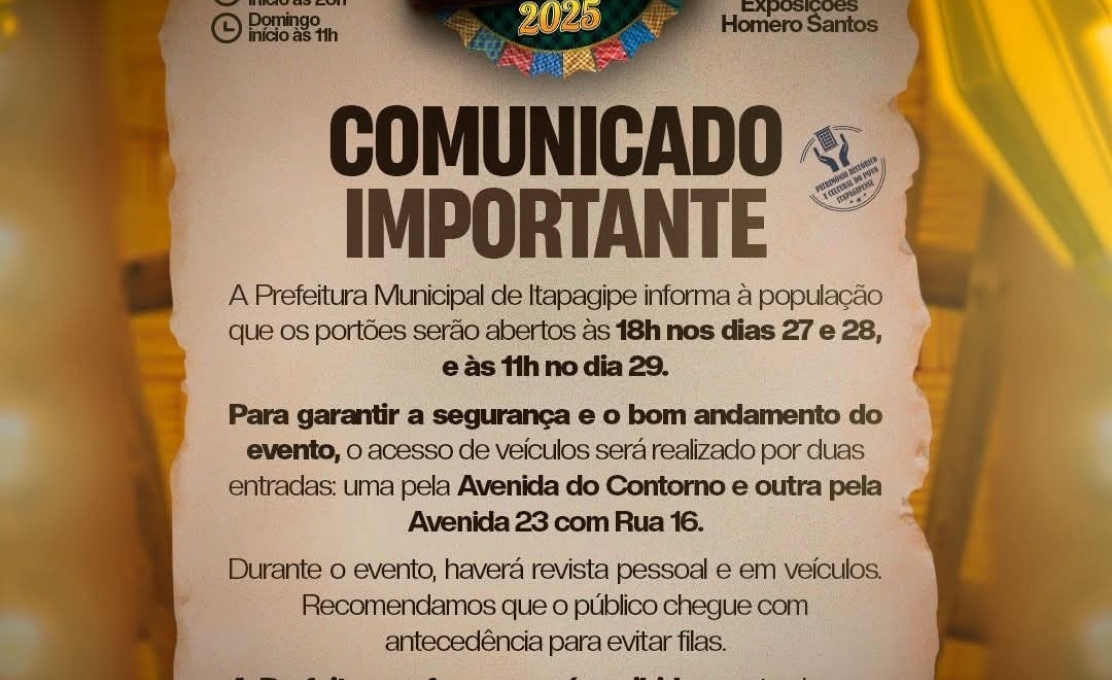 COMUNICADO – ARRAIÁ DO LAGEADO 2025