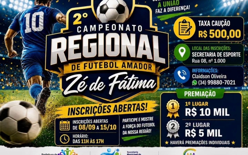 Vem aí o 2º Campeonato Regional de Futebol Amador Zé de Fátima 