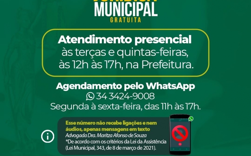 O serviço de Assistência Jurídica Municipal Gratuita continua com seus atendimentos em 2022.