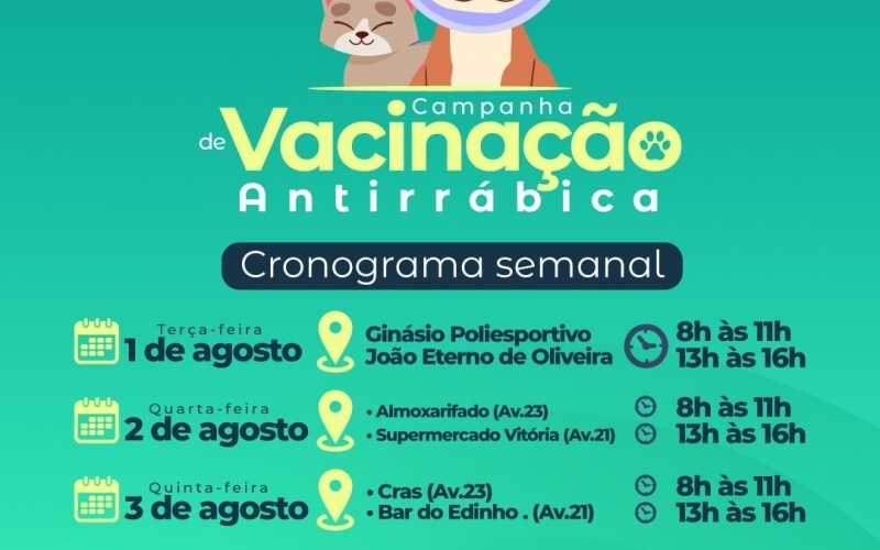 Nesta semana, inicia-se a nossa Campanha de Vacinação Antirrábica 2023