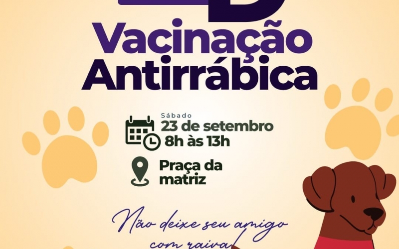Sábado, dia 23 de setembro, tem dia D da Campanha de Vacinação Antirrabica