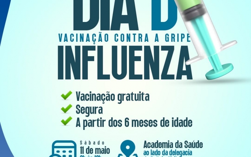 Prefeitura organiza Dia D da vacinação contra a gripe para este sábado, dia 11 de maio